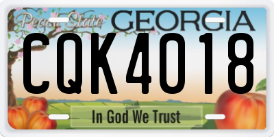 GA license plate CQK4018