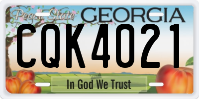 GA license plate CQK4021