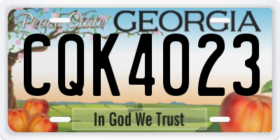 GA license plate CQK4023