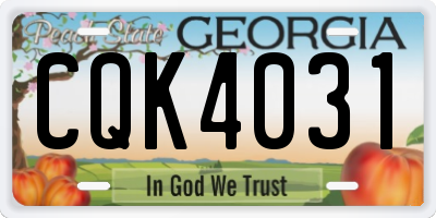 GA license plate CQK4031