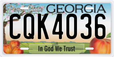 GA license plate CQK4036