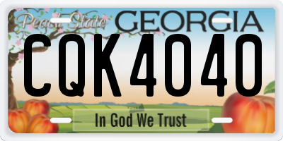GA license plate CQK4040