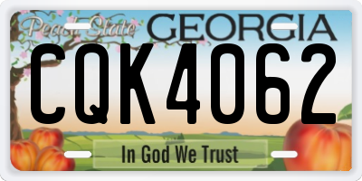 GA license plate CQK4062