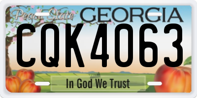 GA license plate CQK4063
