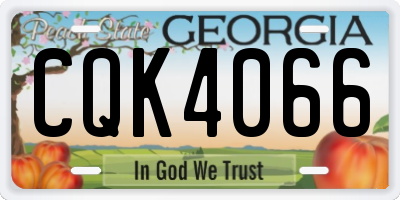 GA license plate CQK4066