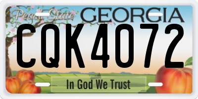 GA license plate CQK4072