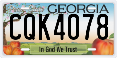 GA license plate CQK4078
