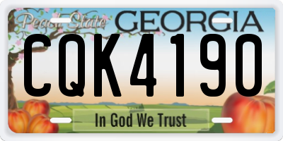 GA license plate CQK4190