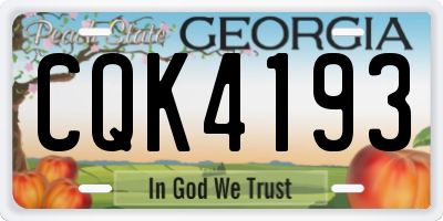 GA license plate CQK4193