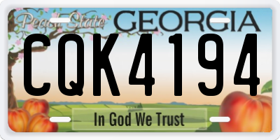 GA license plate CQK4194