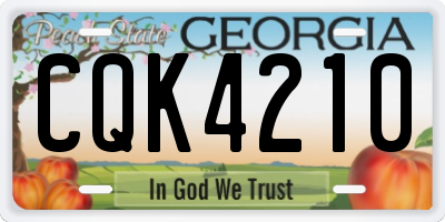 GA license plate CQK4210