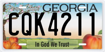 GA license plate CQK4211