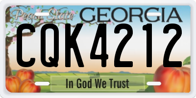GA license plate CQK4212