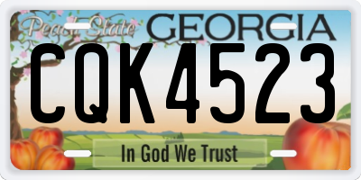 GA license plate CQK4523