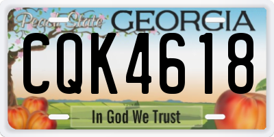 GA license plate CQK4618