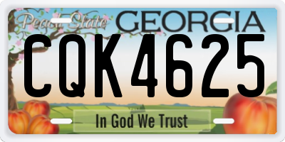 GA license plate CQK4625
