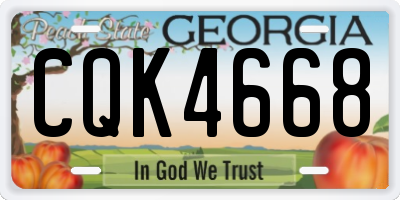 GA license plate CQK4668