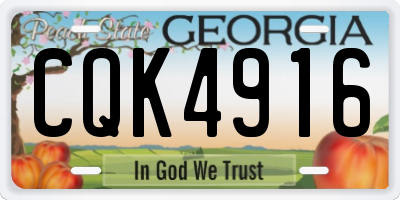 GA license plate CQK4916