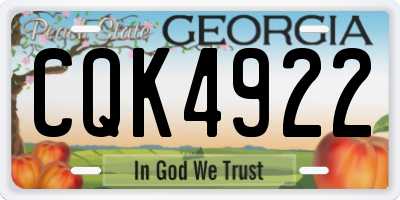GA license plate CQK4922