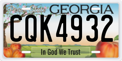 GA license plate CQK4932