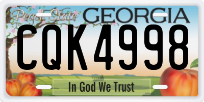 GA license plate CQK4998