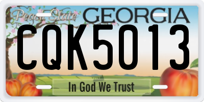 GA license plate CQK5013