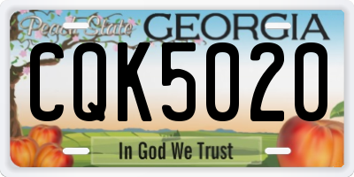 GA license plate CQK5020