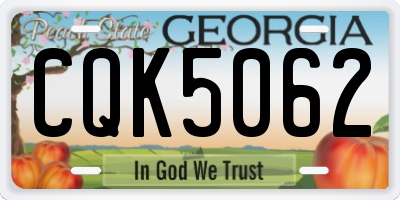 GA license plate CQK5062
