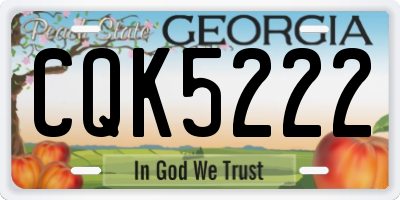 GA license plate CQK5222