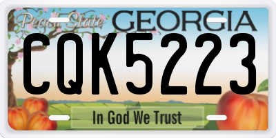 GA license plate CQK5223