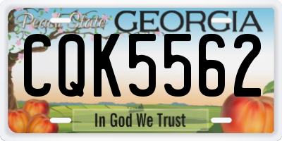 GA license plate CQK5562