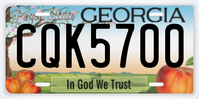 GA license plate CQK5700