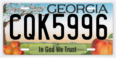 GA license plate CQK5996