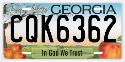 GA license plate CQK6362