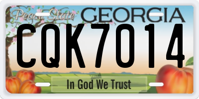 GA license plate CQK7014