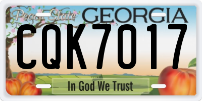 GA license plate CQK7017