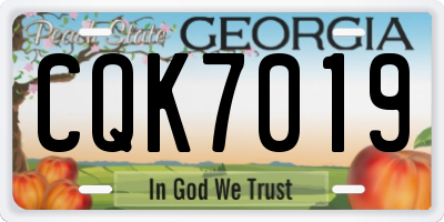 GA license plate CQK7019