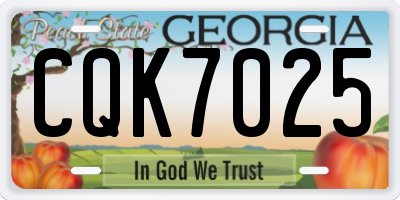 GA license plate CQK7025