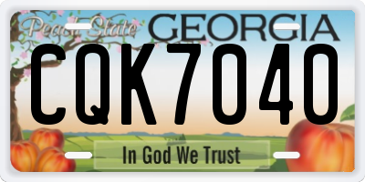 GA license plate CQK7040