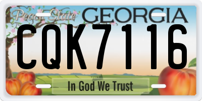 GA license plate CQK7116