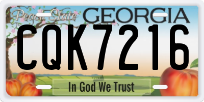GA license plate CQK7216