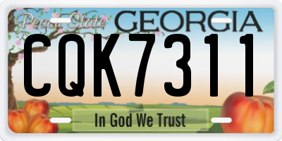 GA license plate CQK7311