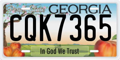 GA license plate CQK7365