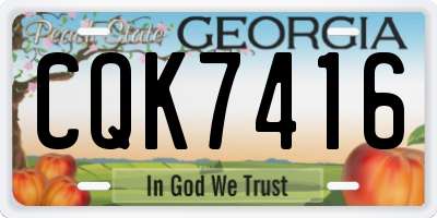 GA license plate CQK7416
