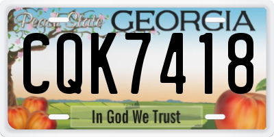 GA license plate CQK7418