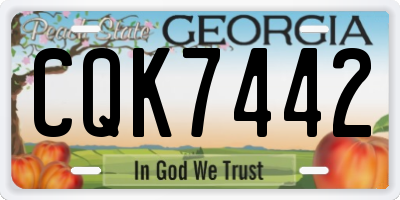 GA license plate CQK7442