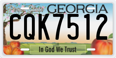 GA license plate CQK7512