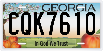 GA license plate CQK7610