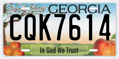 GA license plate CQK7614