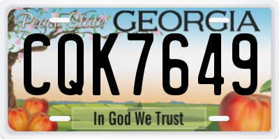 GA license plate CQK7649